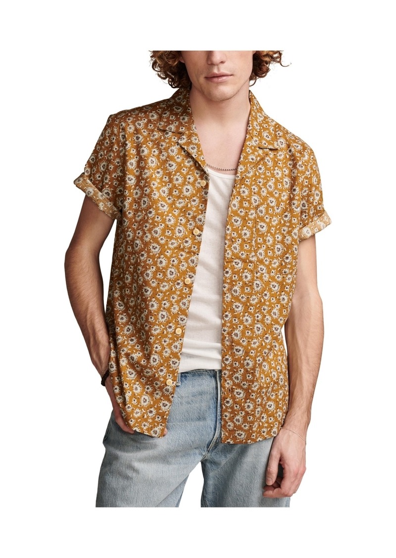 Lucky Brand Men's Printed Camp Collar Short Sleeve Shirt - Gold Multi