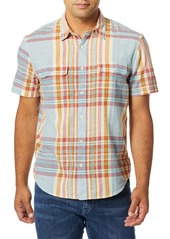 Lucky Brand Men's Short Sleeve Button UP Madras Plaid Shirt  L
