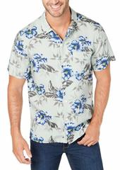 Lucky Brand Men's Short Sleeve Button UP Maui Tencel Club Collar Shirt  S