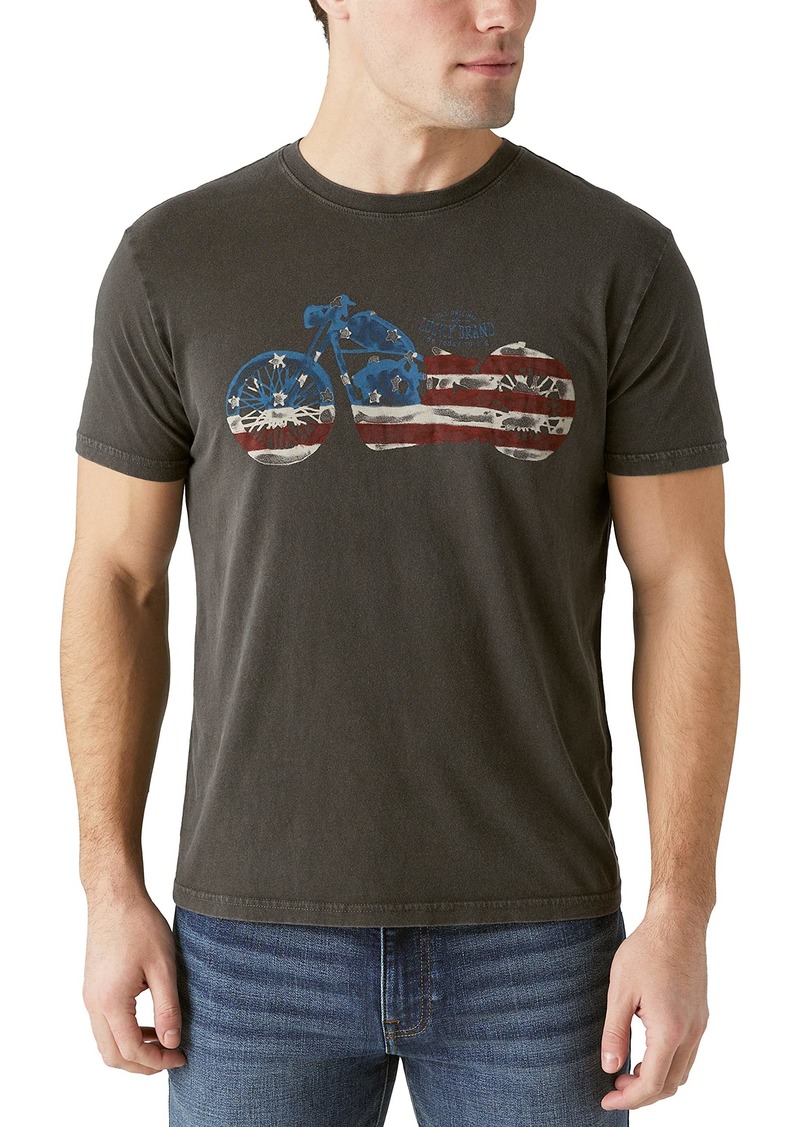 Lucky Brand Men's Short Sleeve Flag Bike Graphic Tee