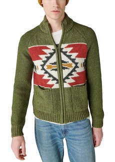 Lucky Brand Men's Southwestern Print Full Zip Bomber Sweater