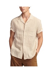 Lucky Brand Men's Stripe Seersucker Short Sleeve Shirt - Beige Mult