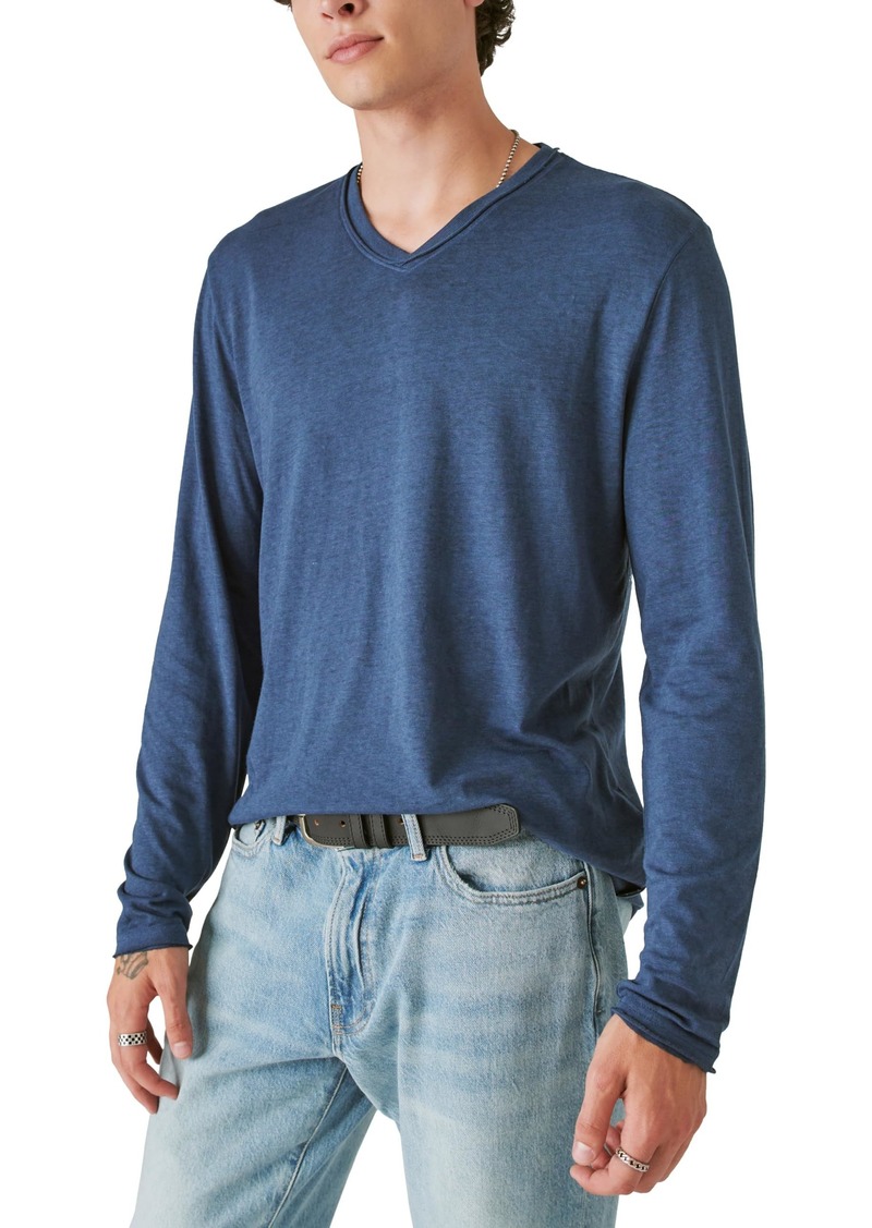 Lucky Brand Men's Venice Burnout Long Sleeve V Neck