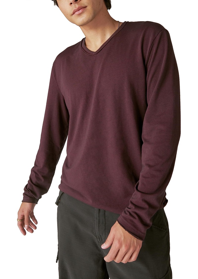 Lucky Brand Men's Venice Burnout Long Sleeve V Neck