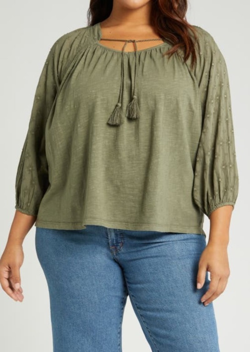 Lucky Brand Mix Media Peasant Top
