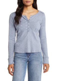 Lucky Brand Mix Print Long Sleeve Henley in Indigo Multi at Nordstrom Rack