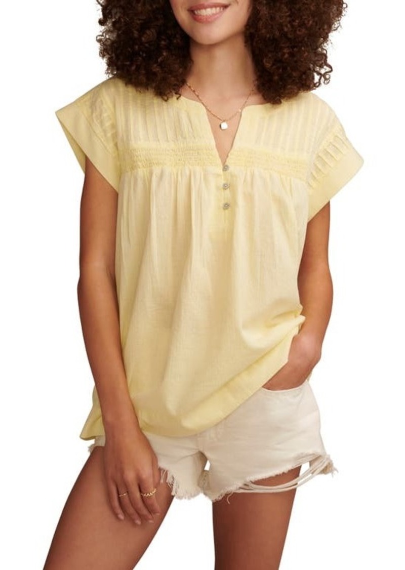 Lucky Brand Modern Smocked Cotton Popover Top