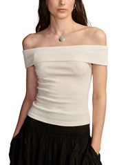 Lucky Brand Off The Shoulder Top - Black Stripe