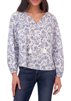Lucky Brand Paisley Cotton Top in Blue Multi at Nordstrom Rack