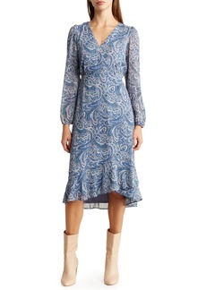 Lucky Brand Paisley Long Sleeve Midi Dress in Tempest Paisley at Nordstrom Rack