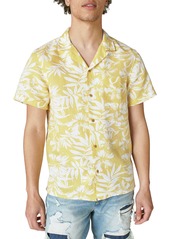 Lucky Brand Patterned Linen Blend Short Sleeve Shirt in Olive Print at Nordstrom Rack