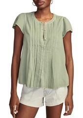Lucky Brand Pintuck Cotton Peasant Blouse