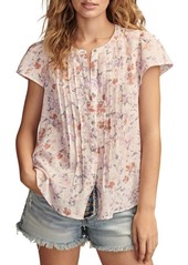 Lucky Brand Pintuck Cotton Peasant Blouse