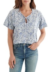 Lucky Brand Pintuck High/Low Top in Indigo Multi at Nordstrom