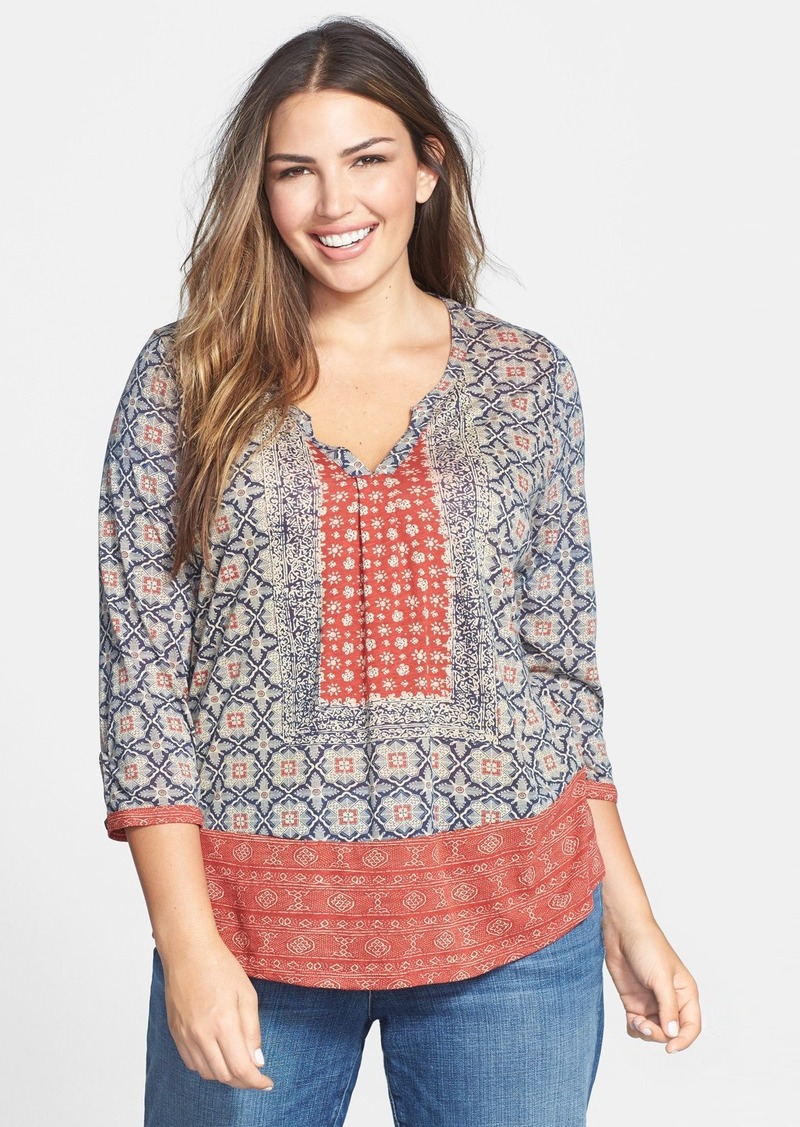 Lucky Brand Lucky Brand Placed Print Scarf Top (Plus Size) | Tops