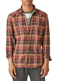 Lucky Brand Plaid Cotton Stretch Flannel Snap-Up Western Shirt
