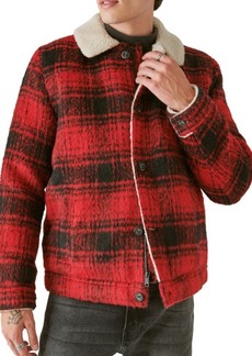 Lucky Brand Plaid Faux Shearling Lined Trucker Jacket