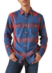 Lucky Brand Plaid Indigo Snap-Up Western Shirt