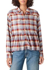 Lucky Brand Plaid Western Babydoll Long Sleeve Shirt in Light Blue Plaid at Nordstrom Rack