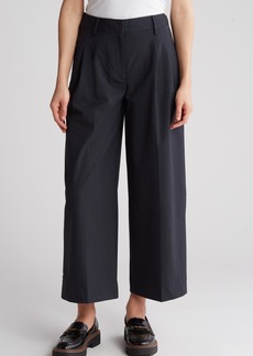 Lucky Brand Pleated Pinstripe Crop Wide Leg Pants in Navy Combo at Nordstrom Rack