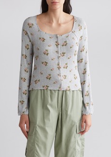 Lucky Brand Pointelle Button-Up Top in Heather Grey Multi at Nordstrom Rack