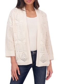Lucky Brand Pointelle Stitch Open Cardigan in Coconut Milk at Nordstrom Rack