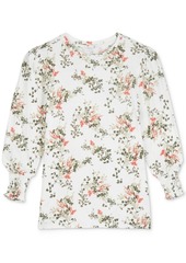 Lucky Brand Printed Smocked-Cuff Top