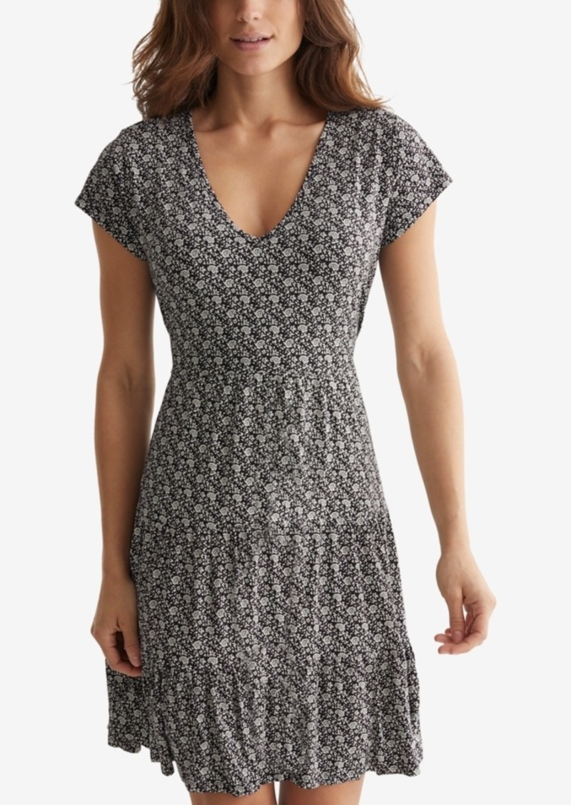 lucky brand printed tiered babydoll dress