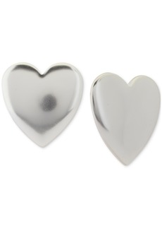 Lucky Brand Puffy Heart Statement Button Earrings - Silver