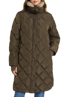 Lucky Brand Quilted Faux Shearling Jacket in Army at Nordstrom Rack