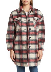 Lucky Brand Repeat Body Plaid Shacket in Ivory Red Plaid at Nordstrom Rack