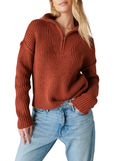 Lucky Brand Rib Half Zip Sweater in Terracota Acid Washed at Nordstrom Rack