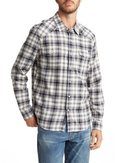 Lucky Brand Santa Fe Western Plaid Workwear Button-Up Shirt in Black Plaid at Nordstrom Rack