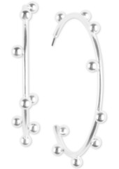 Lucky Brand Silver-Tone Beaded Medium Hoop Earrings, 1.5"