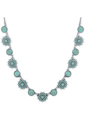 Lucky Brand Silver-Tone Blue Stone Collar Necklace - Silver