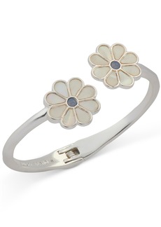 Lucky Brand Silver-Tone Color Stone & Mother-of-Pearl Daisy Cuff Bracelet - Silver