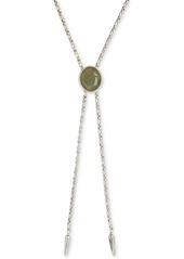 "Lucky Brand Silver-Tone Gemstone 32-3/4"" Adjustable Lariat Necklace - Silver"