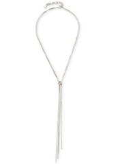 "Lucky Brand Silver-Tone Knotted Lariat Necklace, 17"" + 3"" extender - Silver"