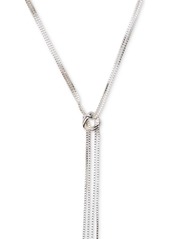 "Lucky Brand Silver-Tone Knotted Lariat Necklace, 17"" + 3"" extender - Silver"
