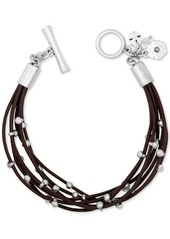 Lucky Brand Silver-Tone Leather Bracelet