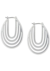 Lucky Brand Silver-Tone Medium Openwork Hoop Earrings - Silver