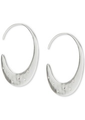 "Lucky Brand Silver-Tone Medium Pave Threader Hoop Earrings, 1.25"" - Silver"
