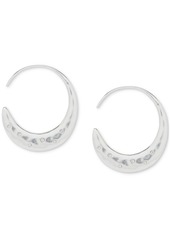 "Lucky Brand Silver-Tone Medium Pave Threader Hoop Earrings, 1.25"" - Silver"