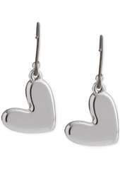 Lucky Brand Silver-Tone Mother-of-Pearl Heart Drop Earrings - Silver