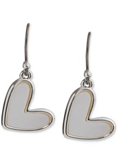 Lucky Brand Silver-Tone Mother-of-Pearl Heart Drop Earrings - Silver