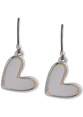 Lucky Brand Silver-Tone Mother-of-Pearl Heart Drop Earrings - Silver