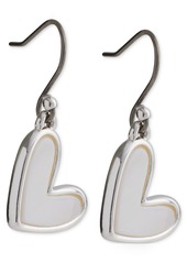 Lucky Brand Silver-Tone Mother-of-Pearl Heart Drop Earrings - Silver