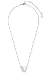 "Lucky Brand Silver-Tone Mother-of-Pearl Heart Pendant Necklace, 16"" + 3"" extender - Silver"