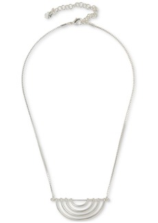 "Lucky Brand Silver-Tone Openwork Half-Circle Pendant Necklace, 17"" + 3"" extender - Silver"