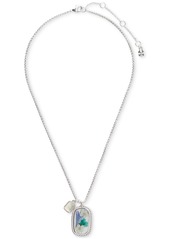 "Lucky Brand Silver-Tone Pressed Flower Oval Pendant Necklace, 16"" + 3"" extender - Silver"